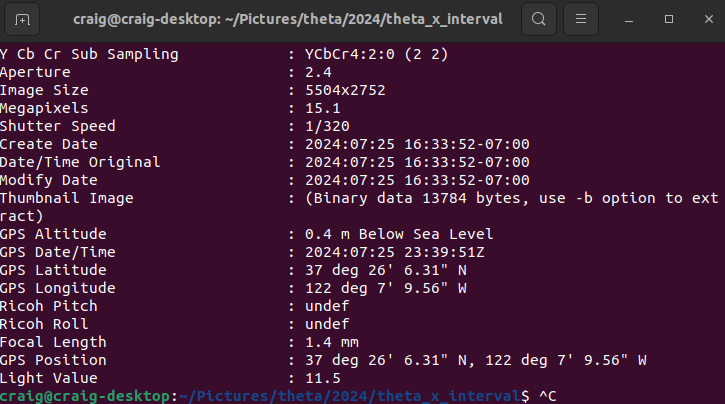 image GPS metadata